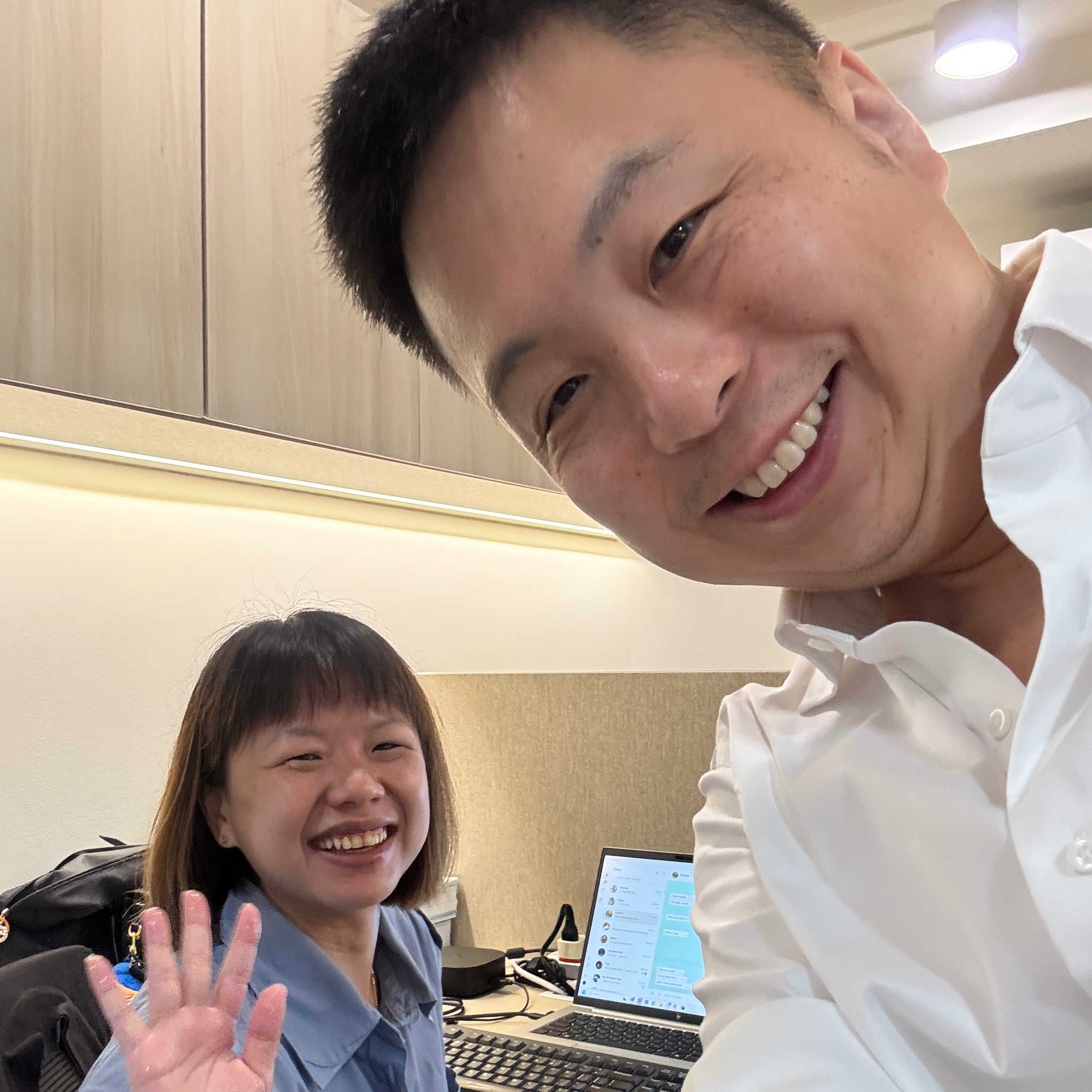 Photo with Colleague at Office